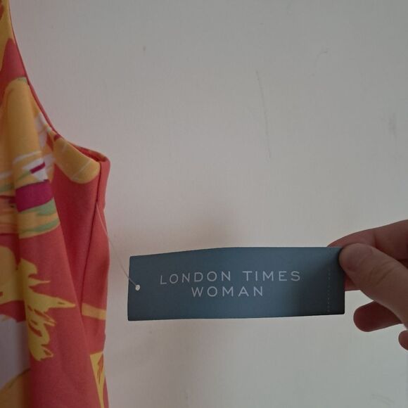 NWT London Times Dress Women's 20W Plus Size Midi Floral Tropical Summer Beach - Picture 6 of 14